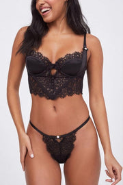 Isabela Lace Bustier Bra - Black
